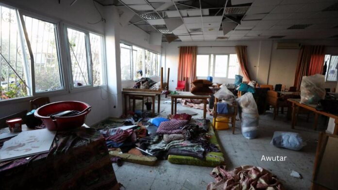 A view of the inside of al-Ahli hospital in Gaza City